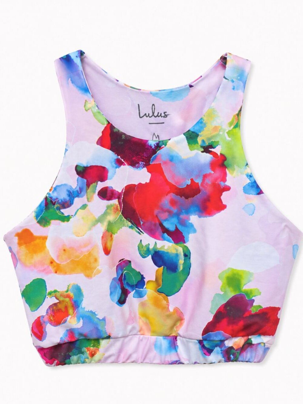 Lulu's Colorful Watercolor Athletic Workout Crop Top, Size XL